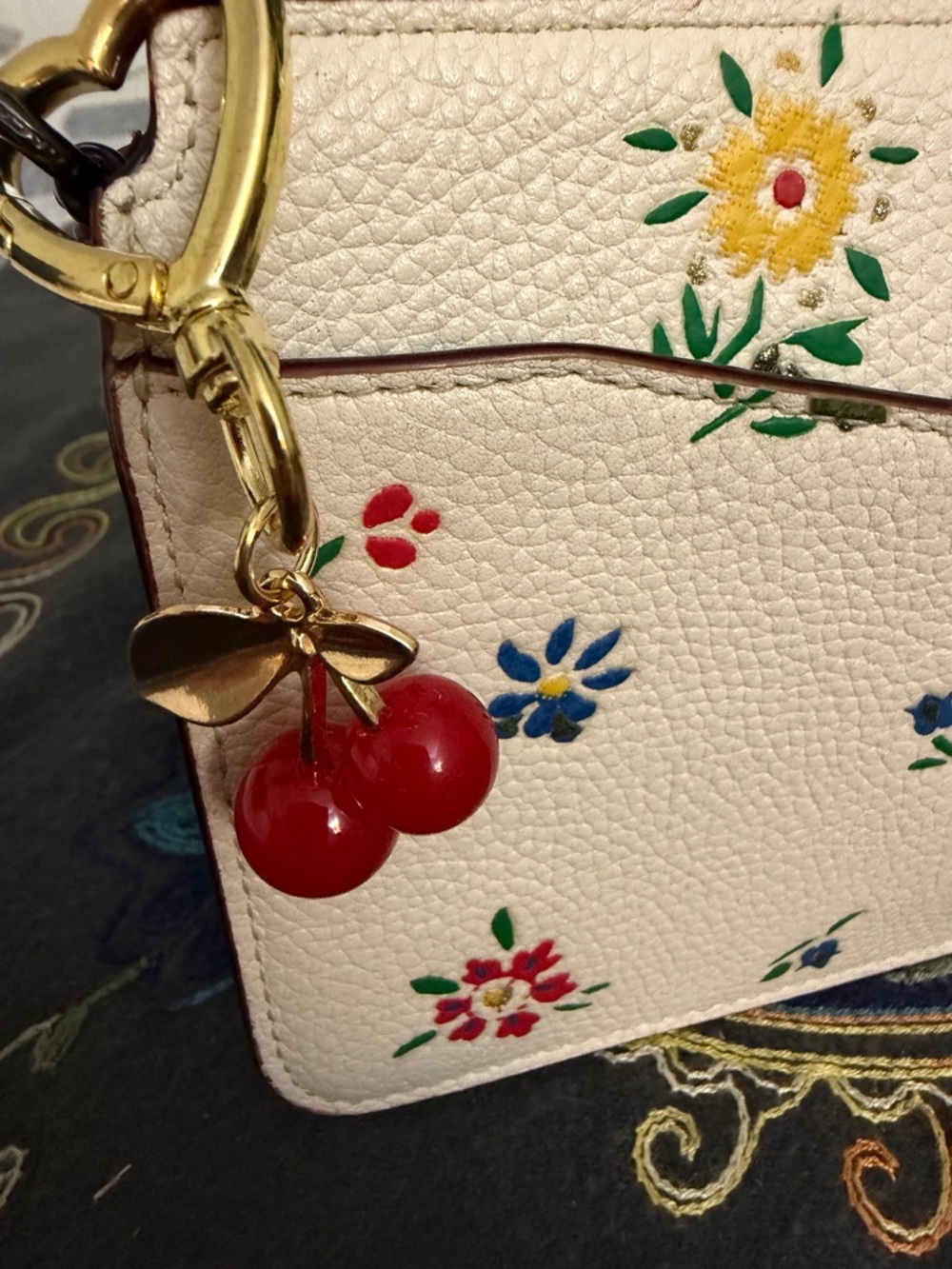 Coach Cream Floral Pebbled Leather Crossbody Bag - Picture 15 of 16